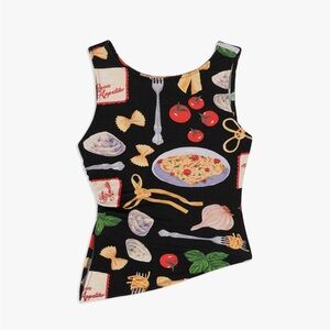 Lisa Says Gah Erin Tank Buon Appetito Print Small NWT